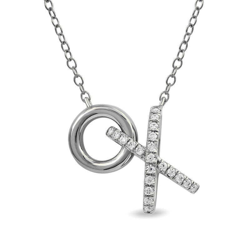 0.17 CT. T.W. Natural Diamond "XO" Necklace in Sterling Silver