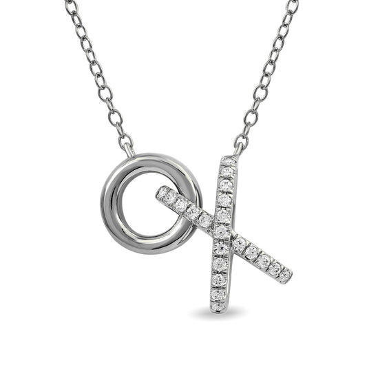 0.17 CT. T.W. Natural Diamond "XO" Necklace in Sterling Silver