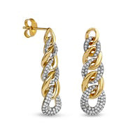 0.5 CT. T.W. Diamond Graduated Links Dangle Earrings in Sterling Silver with 14K Gold Plate