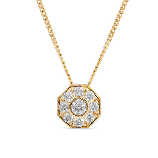 0.25 CT. T.W. Natural Diamond Octagonal Pendant in 10K Yellow Gold