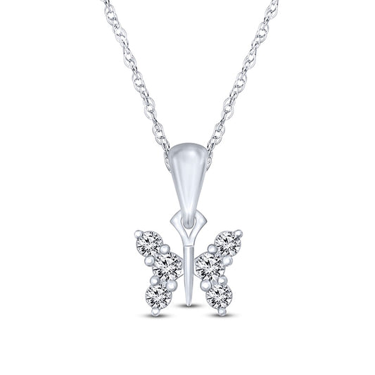 0.1 CT. T.W. Natural Diamond Butterfly Pendant in Sterling Silver