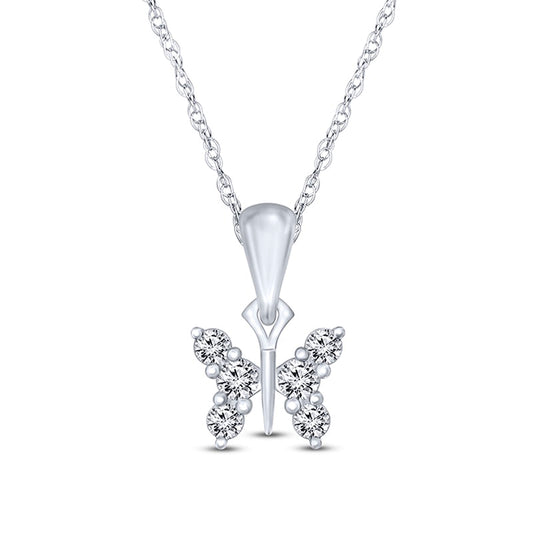 0.1 CT. T.W. Natural Diamond Butterfly Pendant in Sterling Silver