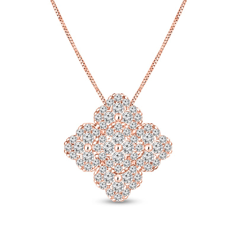0.5 CT. T.W. Composite Natural Diamond Clover Pendant in 10K Rose Gold