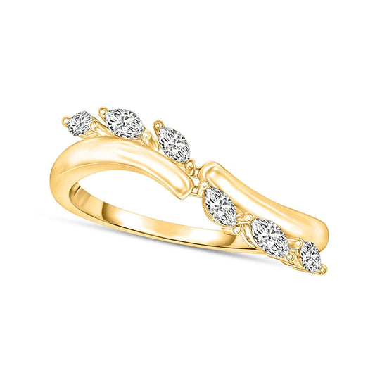 0.25 CT. T.W. Marquise Natural Diamond Criss-Cross Ring in Solid 10K Yellow Gold