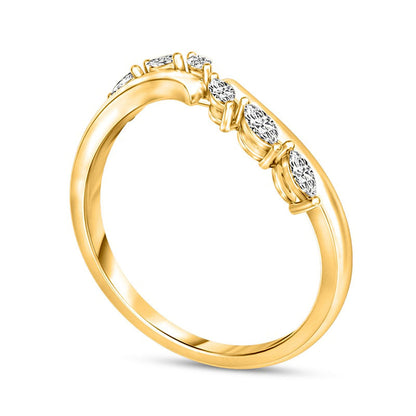 0.25 CT. T.W. Marquise Natural Diamond Criss-Cross Ring in Solid 10K Yellow Gold