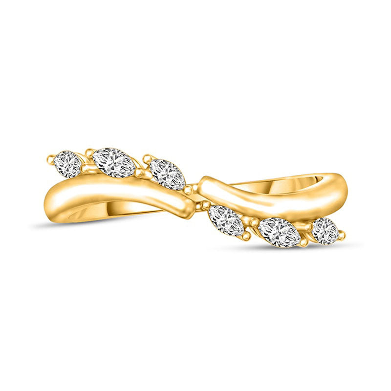 0.25 CT. T.W. Marquise Natural Diamond Criss-Cross Ring in Solid 10K Yellow Gold