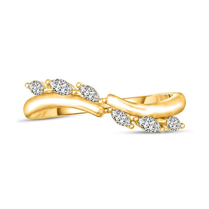 0.25 CT. T.W. Marquise Natural Diamond Criss-Cross Ring in Solid 10K Yellow Gold