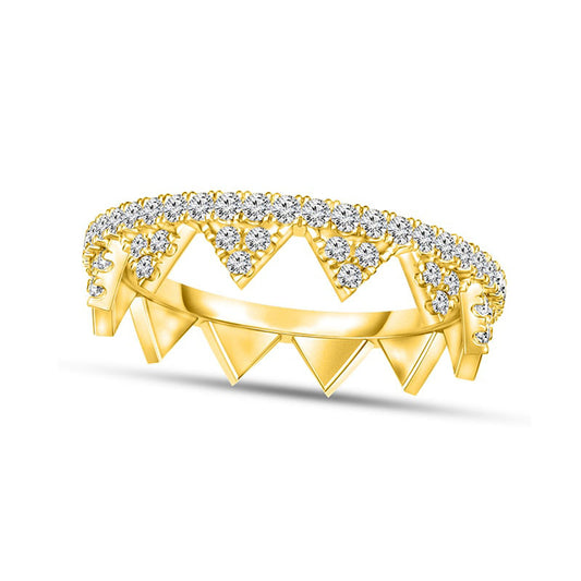 0.33 CT. T.W. Natural Diamond Crown Ring in Solid 10K Yellow Gold