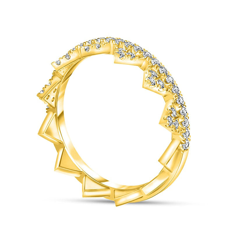 0.33 CT. T.W. Natural Diamond Crown Ring in Solid 10K Yellow Gold