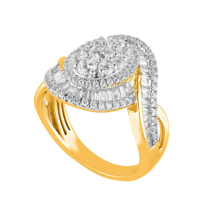 1.5 CT. T.W. Composite Natural Diamond Bypass Split Shank Ring in Solid 10K Yellow Gold