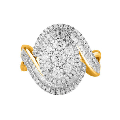 1.5 CT. T.W. Composite Natural Diamond Bypass Split Shank Ring in Solid 10K Yellow Gold