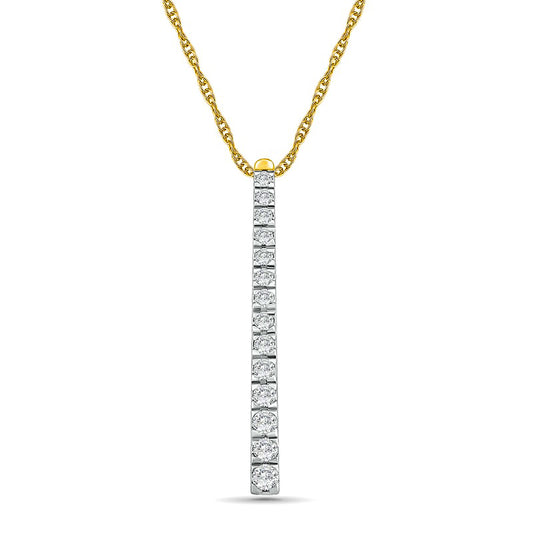 1 CT. T.W. Natural Diamond Linear Bar Pendant in 10K Yellow Gold