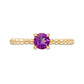 5.0mm Amethyst Bead Shank Ring in Solid 10K Yellow Gold - Size 7