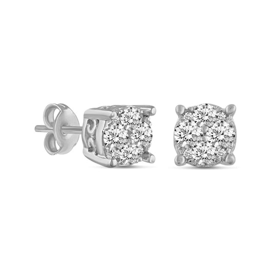 0.75 CT. T.W. Composite Diamond Stud Earrings in 14K White Gold