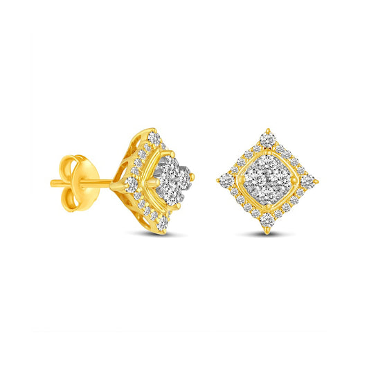 0.5 CT. T.W. Composite Diamond Square Stud Earrings in 14K Gold
