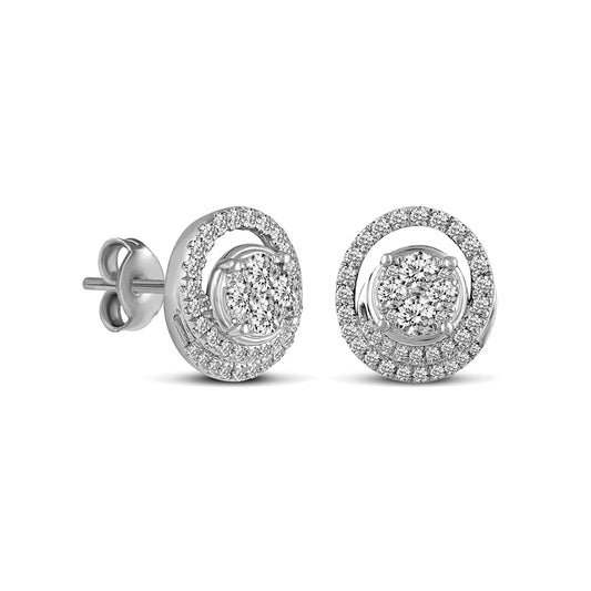 0.75 CT. T.W. Composite Diamond Open Circle Stud Earrings in 14K White Gold
