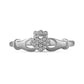 0.10 CT. T.W. Natural Diamond Claddagh Ring in Solid 14K White Gold