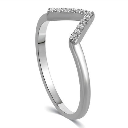 0.10 CT. T.W. Natural Diamond "V" Chevron Ring in Solid 14K White Gold