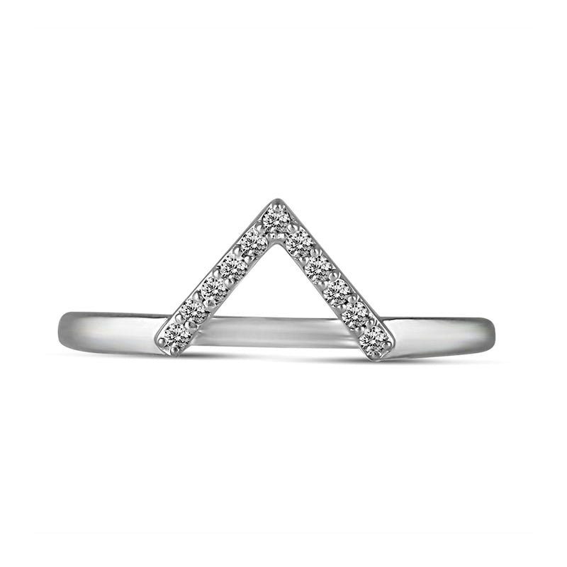 0.10 CT. T.W. Natural Diamond "V" Chevron Ring in Solid 14K White Gold