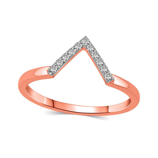 0.10 CT. T.W. Natural Diamond "V" Chevron Ring in Solid 14K Rose Gold