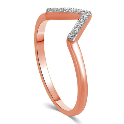 0.10 CT. T.W. Natural Diamond "V" Chevron Ring in Solid 14K Rose Gold