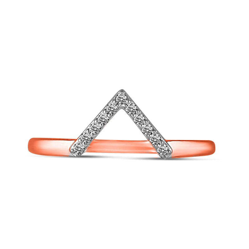 0.10 CT. T.W. Natural Diamond "V" Chevron Ring in Solid 14K Rose Gold