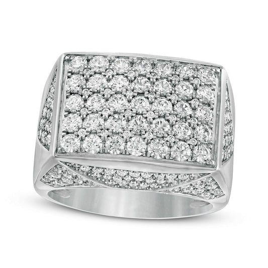 Men's 3.5 CT. T.W. Composite Natural Diamond Rectangle Top Geometric Signet Ring in Solid 10K White Gold