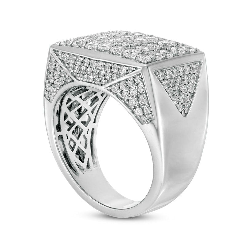 Men's 3.5 CT. T.W. Composite Natural Diamond Rectangle Top Geometric Signet Ring in Solid 10K White Gold