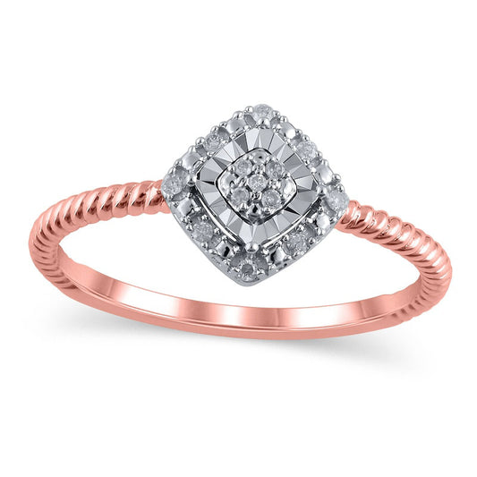 0.05 CT. T.W. Composite Natural Diamond Tilted Square Frame Promise Ring in Solid 10K Rose Gold