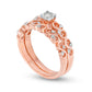 0.25 CT. T.W. Natural Diamond Infinity Bridal Engagement Ring Set in Solid 10K Rose Gold
