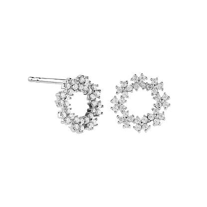 0.33 CT. T.W. Diamond Flower Circle Stud Earrings in 10K White Gold