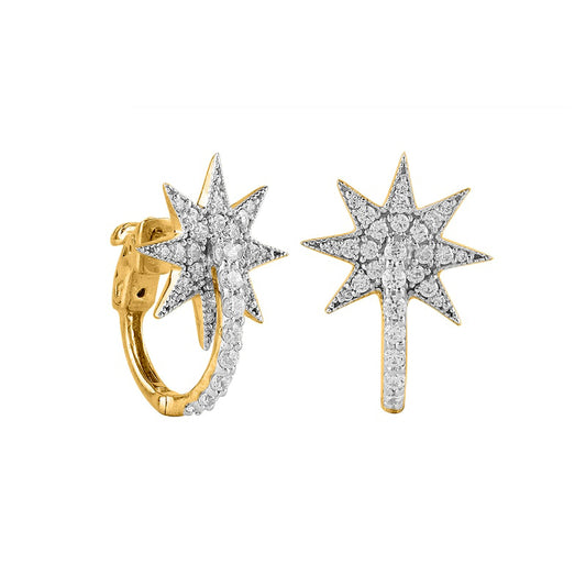 0.63 CT. T.W. Diamond Sun Hoop Earrings in 10K Gold