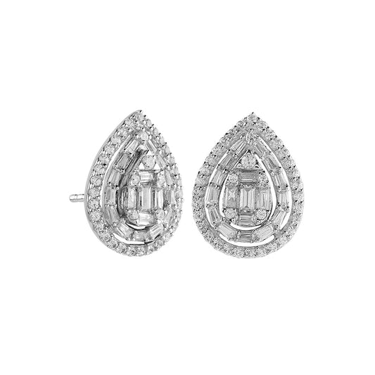 1 CT. T.W. Composite Diamond Teardrop Stud Earrings in 10K White Gold
