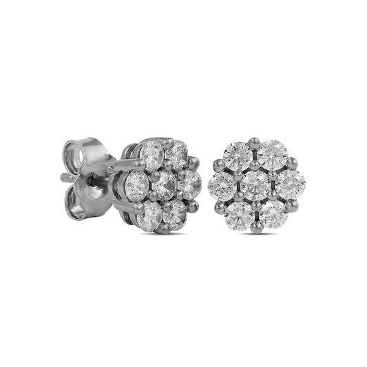 0.75 CT. T.W. Composite Diamond Flower Stud Earrings in 10K White Gold