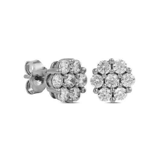 1 CT. T.W. Composite Diamond Flower Stud Earrings in 10K White Gold