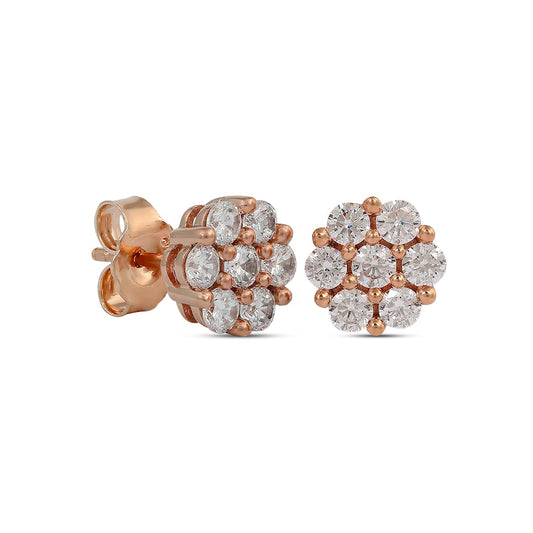 0.75 CT. T.W. Composite Diamond Flower Stud Earrings in 10K Rose Gold