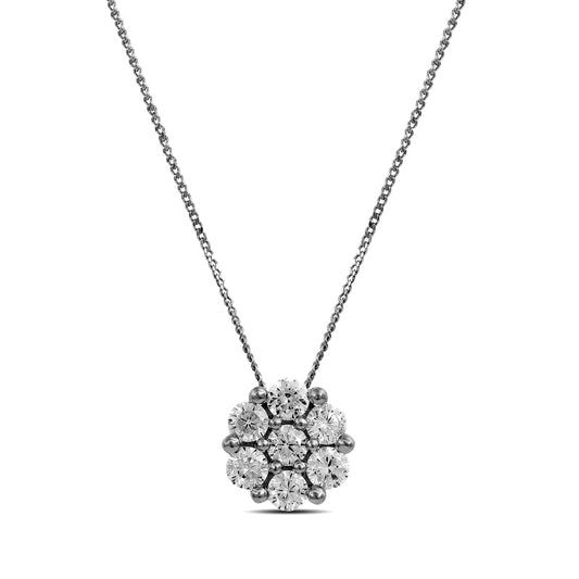 0.2 CT. T.W. Composite Natural Diamond Flower Pendant in 10K White Gold
