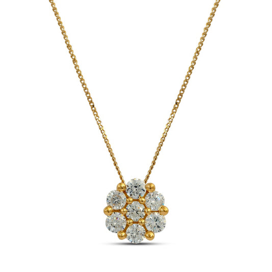 0.2 CT. T.W. Composite Natural Diamond Flower Pendant in 10K Yellow Gold