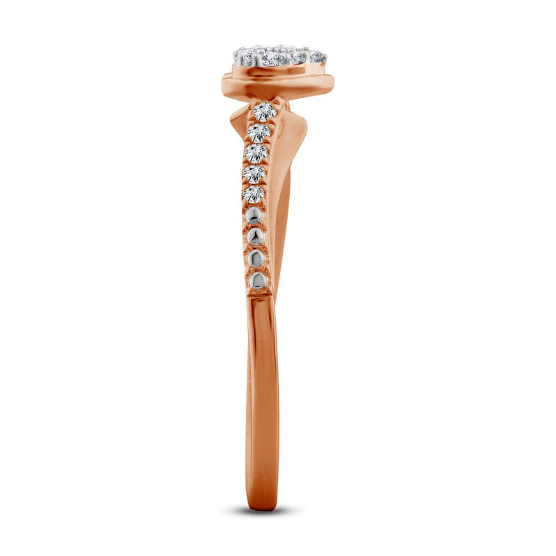 0.17 CT. T.W. Composite Heart Natural Diamond Bypass Promise Ring in Solid 10K Rose Gold