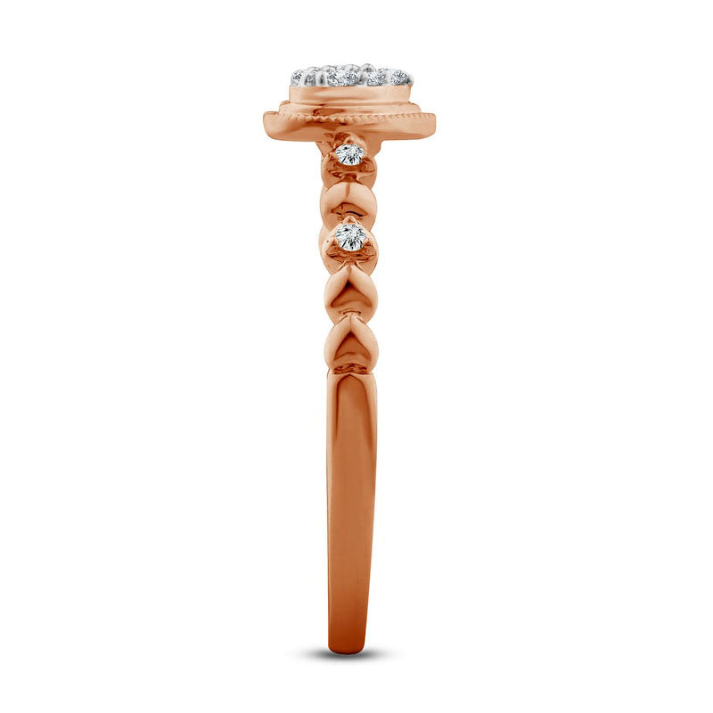 0.13 CT. T.W. Composite Heart Natural Diamond Antique Vintage-Style Promise Ring in Solid 10K Rose Gold