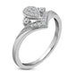 0.17 CT. T.W. Composite Teardrop Natural Diamond Antique Vintage-Style Chevron Promise Ring in Solid 10K White Gold