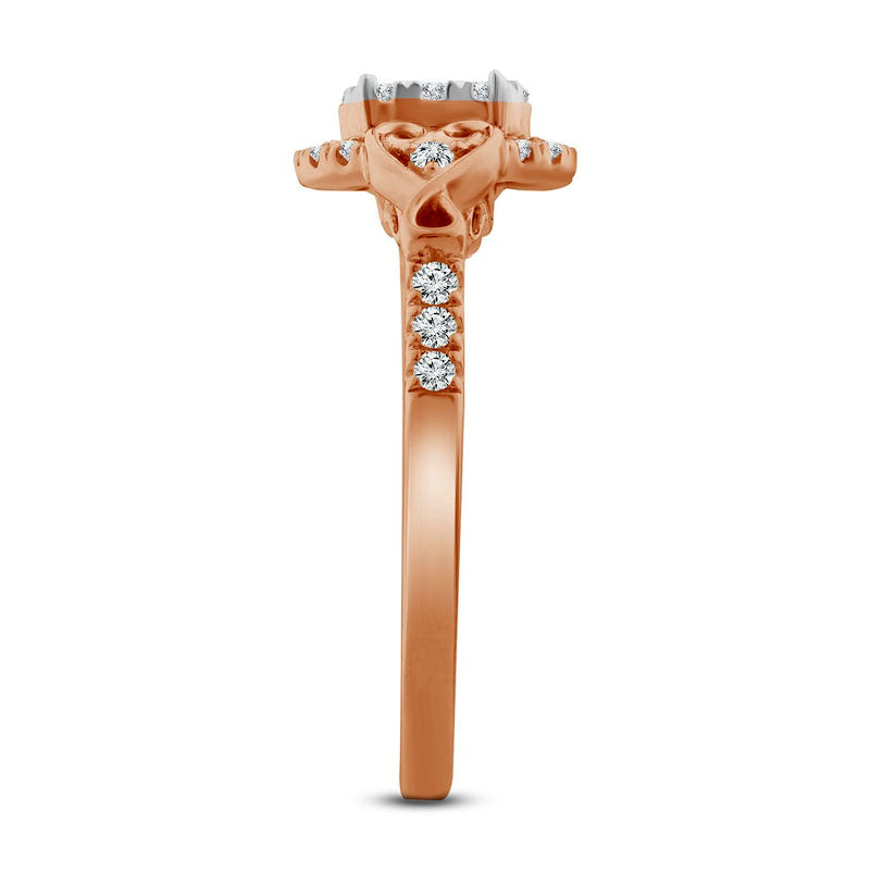 0.33 CT. T.W. Composite Natural Diamond Oval Frame Heart-Shaped Infinity Sides Promise Ring in Solid 10K Rose Gold