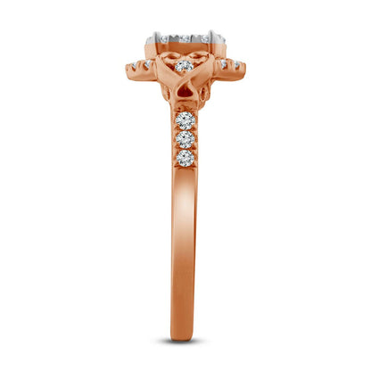 0.33 CT. T.W. Composite Natural Diamond Oval Frame Heart-Shaped Infinity Sides Promise Ring in Solid 10K Rose Gold