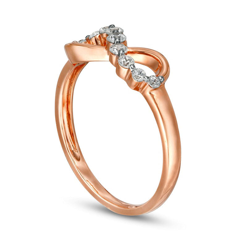 0.20 CT. T.W. Natural Diamond Sideways Infinity Ring in Solid 10K Rose Gold