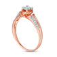 0.17 CT. T.W. Natural Diamond Collar Clover Promise Ring in Solid 10K Rose Gold