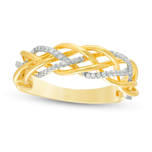 0.20 CT. T.W. Natural Diamond Woven Ring in Solid 10K Yellow Gold