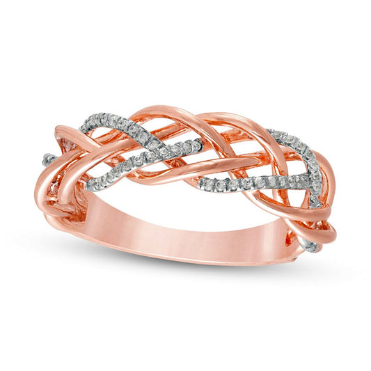 0.20 CT. T.W. Natural Diamond Woven Ring in Solid 10K Rose Gold