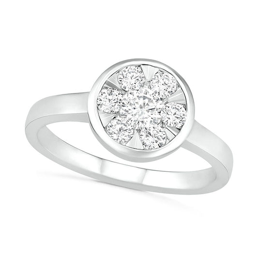 0.50 CT. T.W. Composite Natural Diamond Circle Ring in Solid 10K White Gold
