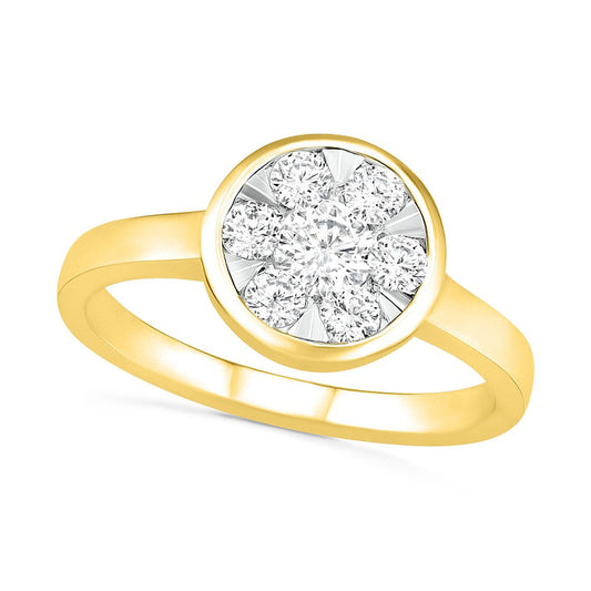 0.50 CT. T.W. Composite Natural Diamond Circle Ring in Solid 10K Yellow Gold