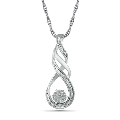 Natural Diamond Accent Cascading Twist Pendant in Sterling Silver